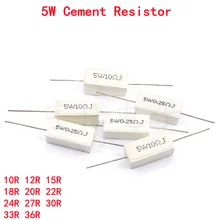 

10pcs 5W 5% Cement Resistor Power Resistance 10R 12R 15R 18R 20R 22R 24R 27R 30R 33R 36R 10 12 15 18 20 22 24 27 30 33 36 ohm