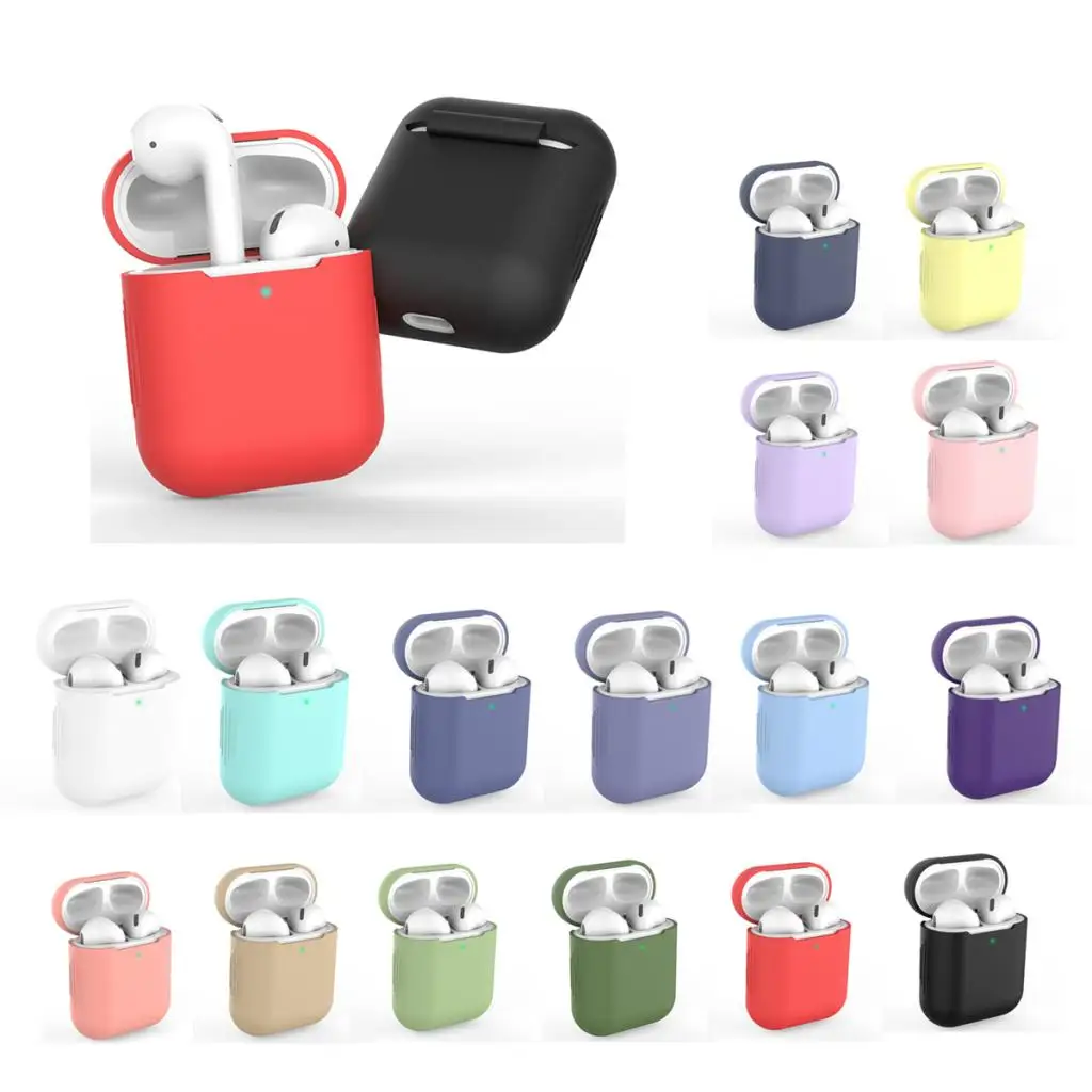 

Earphone Case For Apple AirPods 1 2 Silicone Cover Wireless Bluetooth Headphone Pouch Protective For AirPod Air pods Silm Case