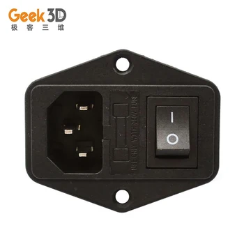 

3D Printer Parts Rocker Switch Power Switch Socket Push Button Universal Power With Red Power Triple Outlet Socket