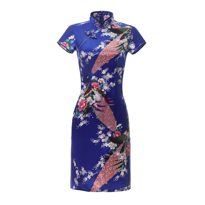 

Flower Chinese Women Evening Dresses Vintage Button Sexy Qipao Mandarin Collar Elegant Casual Dresses Slim Cheongsam Tight