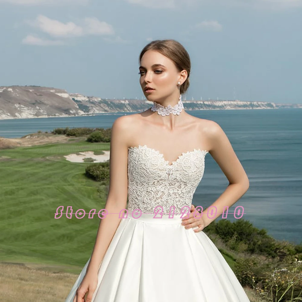 Лучшие французские атласные свадебные платья Robe De Mariee Милая Шея прозрачные Простые платья размера плюс Vestido Casamento