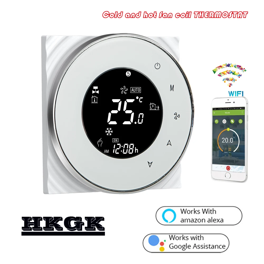 24VAC,95~240VAC tuya fan raumthermostat wifi for 2P 4P heat cool temp refrigerator