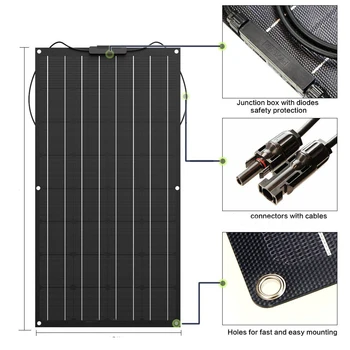 

80W ETFE 12V Flexible Solar Panel Charger( with ETFE Layer) Monocrystalline Solar Cell Semi Solar Battery
