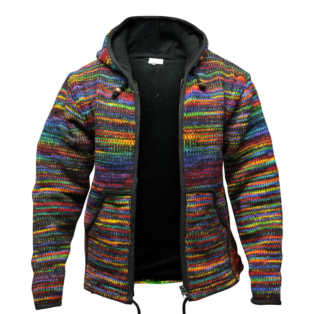 

Unique Retro Men Distressed Camouflage Cardigan Sweater Fashion Autumn Winter Casual Loose Hooded Sweater Plus Size 4XL