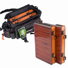 Рыболовные сумки, сумка для рыболовных снастей 29x22x18 см, многофункциональная Водонепроницаемая с двумя ящиками для рыболовной приманки, двухсторонняя коробка для рыболовных снастей