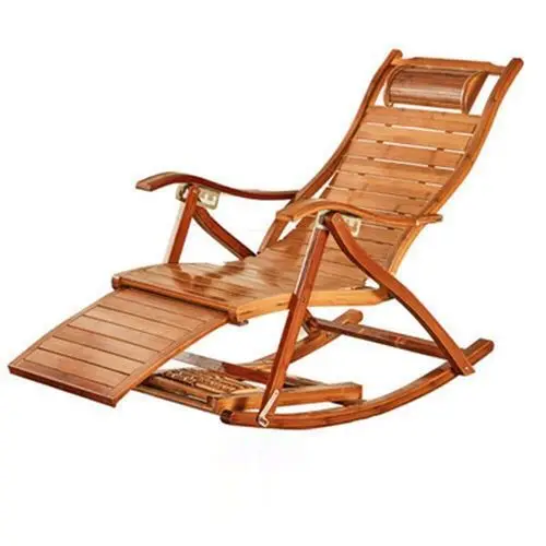 

Rocking Chair Adult Folding Lunch Break Easy Living Room Napping Bed Home Balcony Leisure Old Bamboo nordic chair moon chair