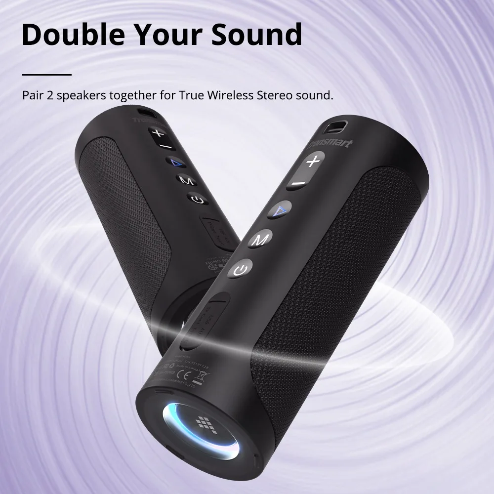 Tronsmart T6 Pro 45W Bluetooth 5.0 Speaker with LED Light IPX6 Waterproof 24H Playtime SoundPulse Type-C Charging bluetooth speaker,portable speaker