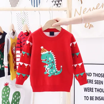 

2-8T Christmas Sweater Toddler Kid Boy Girl Warm pullover Top Dinosaur Cartoon Clothes Xmas Party Club Winter Kintted Outfit