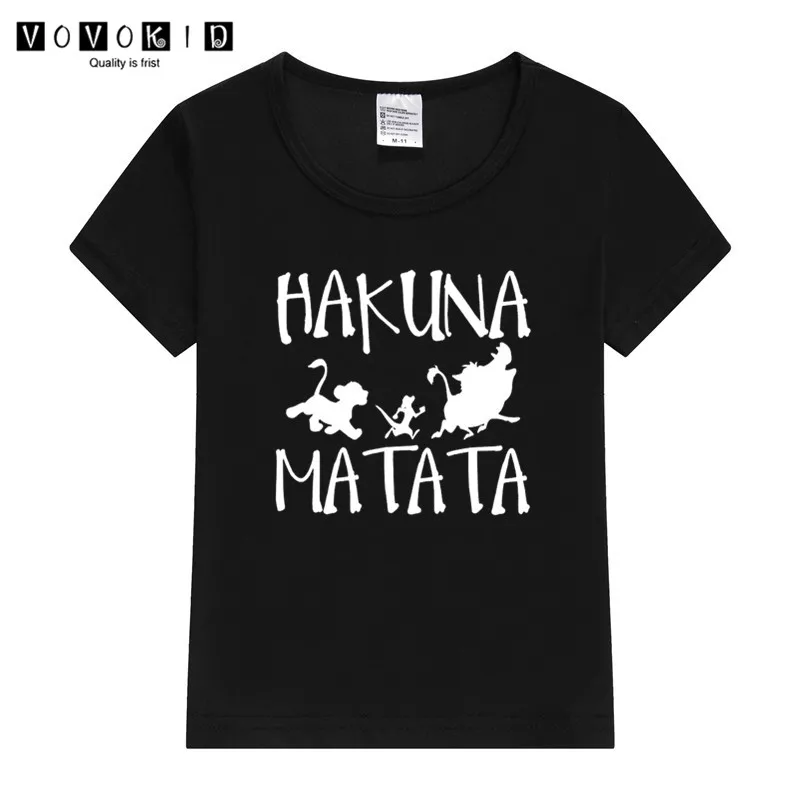 Забавная футболка с героями мультфильмов для маленьких девочек и мальчиков, хакуна матата Детская летняя футболка с изображением короля льва, рубашка на День Благодарения