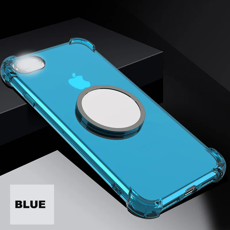 Многофункциональный Kickstand чехол для iPhone 7/8/7 plus/8 plus/X/XS/XR/Xs Max Sofe TPU Магнитный зеркальный поп чехол с подставкой - Цвет: Clear blue