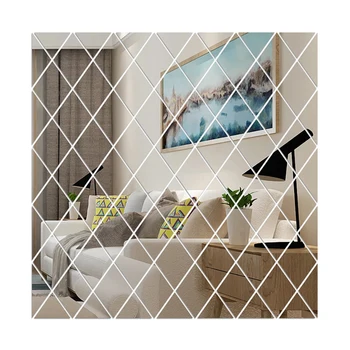 

DIY Self-Adhesive Mirror Wall Stickers Removable Acrylic Mirror Sheets Wall Stickers Decor For Home Living Room Background Decor