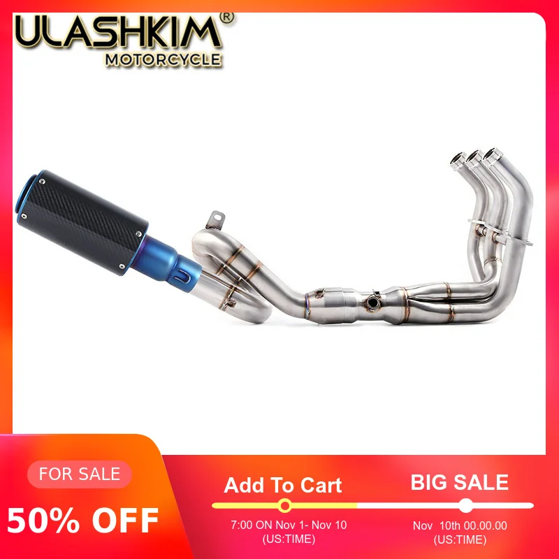 

Motorcycle Carbon Fiber Exhaust Muffler Middle pipe Full System Slip-On For yamaha MT-09 FZ-09 MT09 FZ09 2014-2017 not Tracer