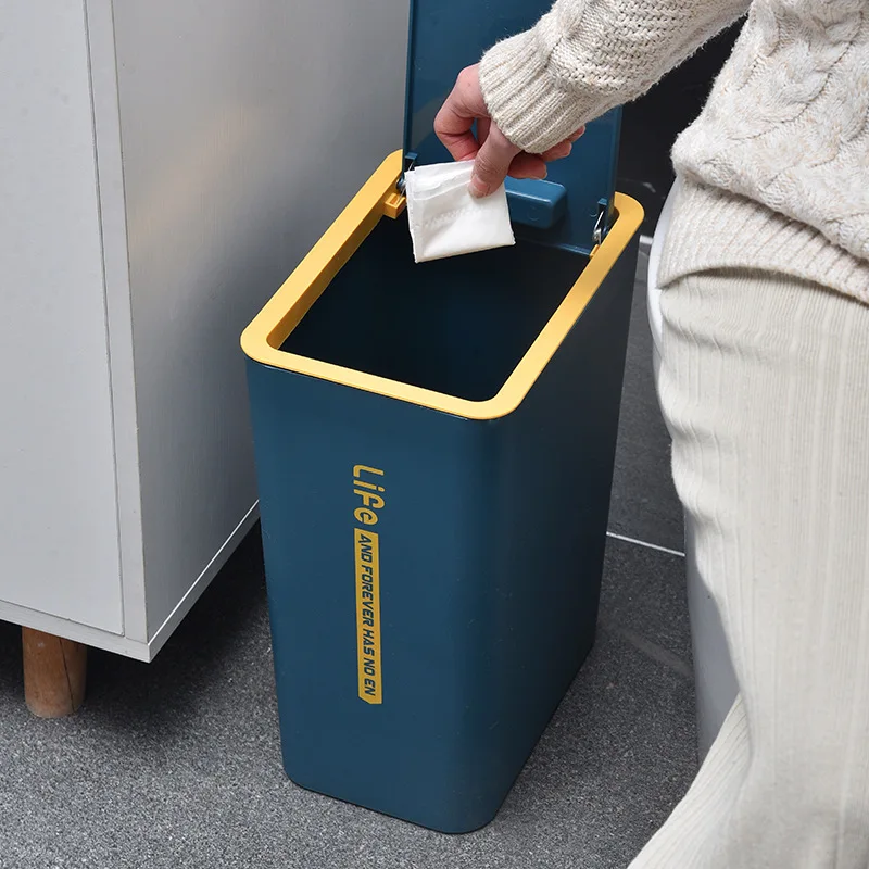 Household Toilet Kitchen Press Waste Bin Wastepaper Baskets Bedroom Thickened Plastic Sorting Garbage Trash Can | Дом и сад