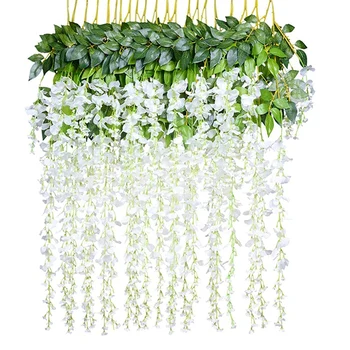 

24PCS 3.6Feet Artificial Flowers Fake Wisteria Vine for Wedding Decorations Home Garden Party Decor Simulation Flower