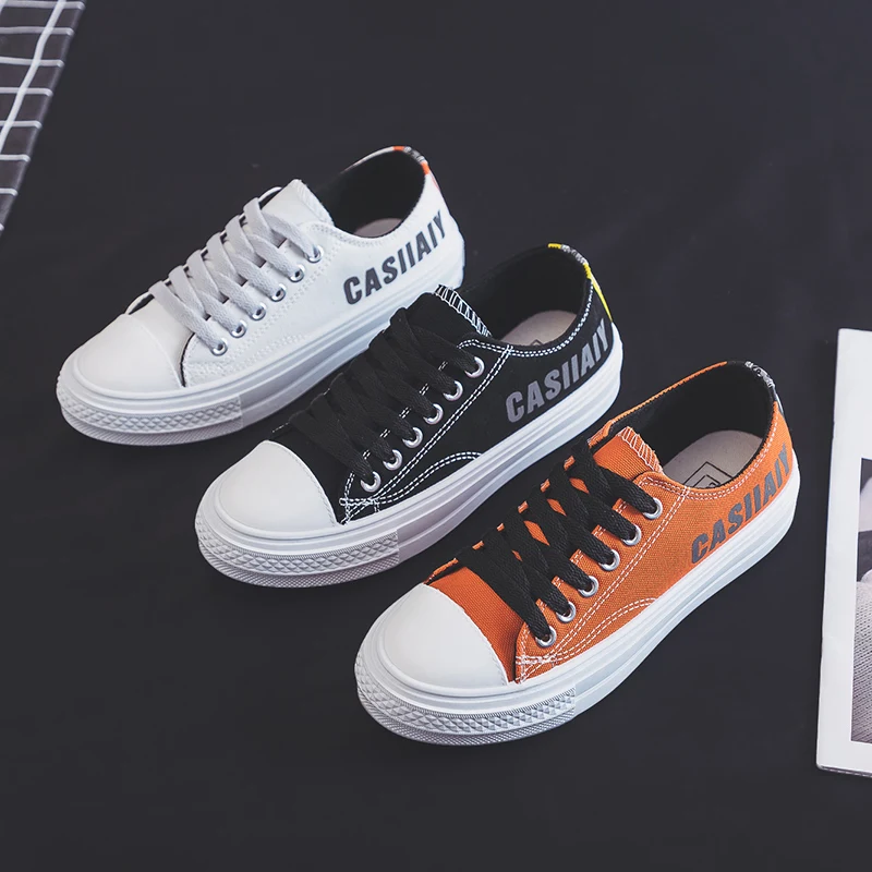 

2020 Spring/Autumn Fashion Woman Canvas Shoes Low-top Sneakers Trainers Lace-Up Ladies Vulcanize Shoe Zapatos De Mujer W31-19