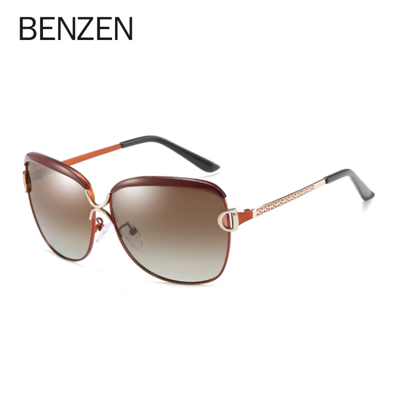 BENZEN Polarized Ladies Sunglasses Brand Designer Vintage Women Sun Glasses For Female Luxury Shades Oculosoculos feminino - Цвет линз: COFFEE