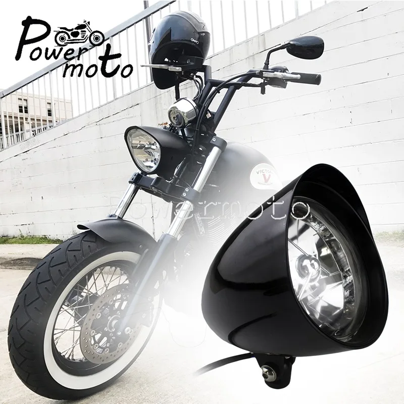 

Ретро-Фара 5,75 дюйма, заготовка, козырек, передняя лампа для Harley Softail Springer Chopper Bobber Cafe Racer Custom H4 12 в 60/55 Вт