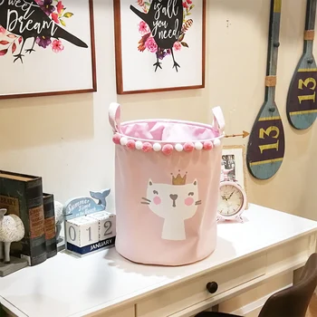 

1pc Folding Laundry Basket Dirty Clothes Storage Bag Cartoon Children's Sundries Toys Organizer Art Box Bin Bucket Home Decor