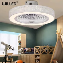 Современный потолочный вентилятор лампа с пультом дистанционного управления 55 см, белый светодиод, круглый свет для гостиной, спальни, освещения комнаты 220 В