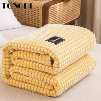 

TONGDI Throw Blanket Good Touch Steric Soft Warm Milk Velvet Light Fannel Fleece Decor For Cover Sofa Bed Bedspread Winter Couch
