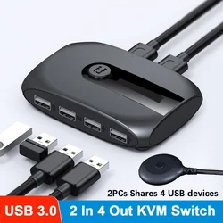Unnlink – commutateur USB 3.0 2.0 avec extension, pour clavier, souris, imprimante, disque U, 2 pièces, ordinateur portable hôte, Share 4 USB 