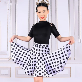 

2020 New Latin Dance Dress Kids Short Sleeve Bodysuit Dance Skirt Prom Clothing Girls Samba Ballroom Dancing Training Suit 3666