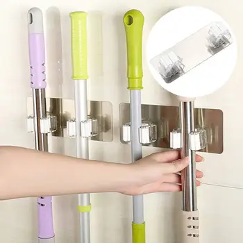 

Mounted Mop Organizer Holder Brush Broom Hanger Storage One/two Kitchen Hanging Rack Storage Hole Tool Z3J3