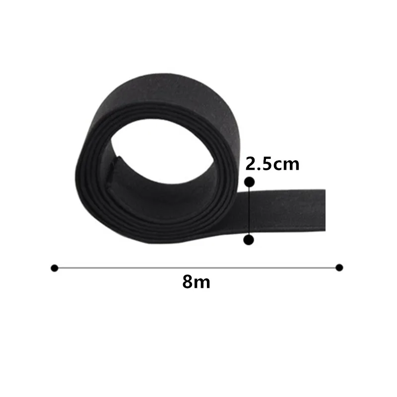 2.5cm black 8m Универсальная автомобильная защитная подушка для вождения, фиксированная эластичная лента, аксессуары для авто, переднее заднее сиденье, противоскользящее и противоскользящее - Название цвета: 2.5cm black 8m