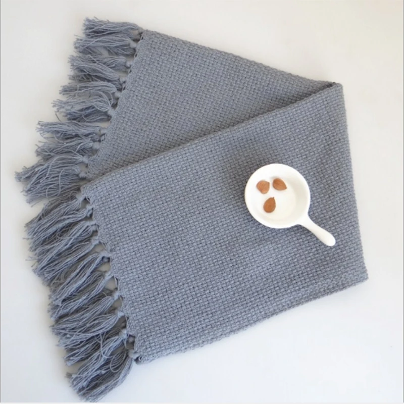  4Pcs Cotton Linen Table Napkins Cloth Tea Towel Tassel Napkin Dishcloth Scouring Pad Kitchen Towels