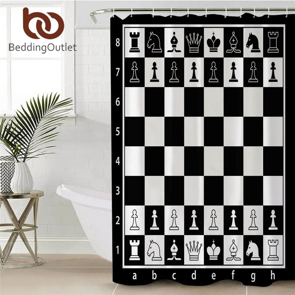 Шахматная доска BeddingOutlet занавеска для душа в ванную комнату водонепроницаемая из