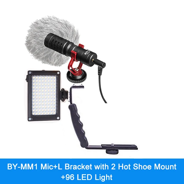 BOYA BY-MM1 DSLR MIC видеокамера Microfoon Youtube Bloggen Opname Microfoon voor Canon Nikon sony iPhone смартфон Huawei Osmo - Цвет: MicWithLEDLBracket