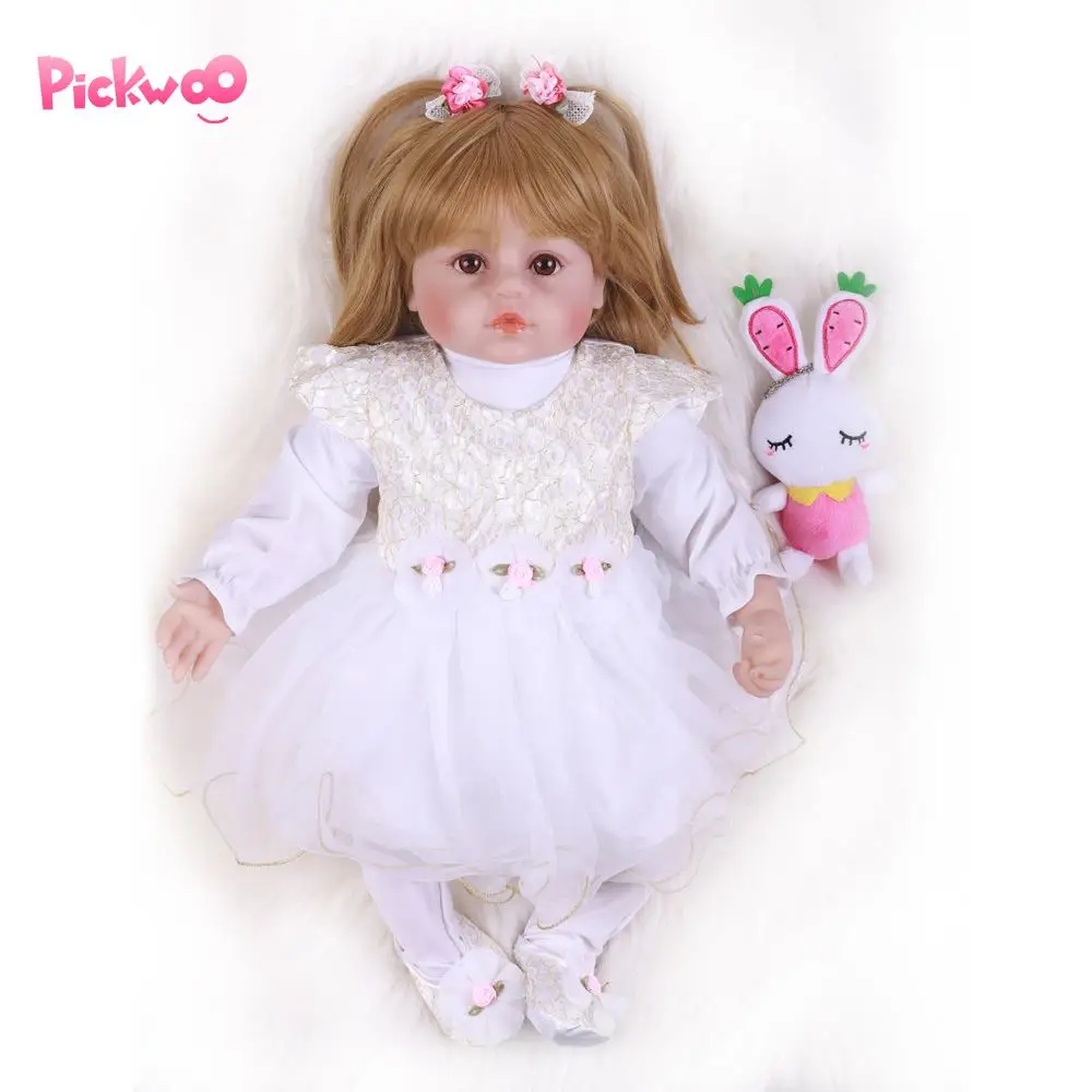 

Pickwoo 55cm 48cm bebes reborn doll Baby girl Doll soft Silicone Cotton Boneca Reborn Brinquedo children's day gift toys plamate
