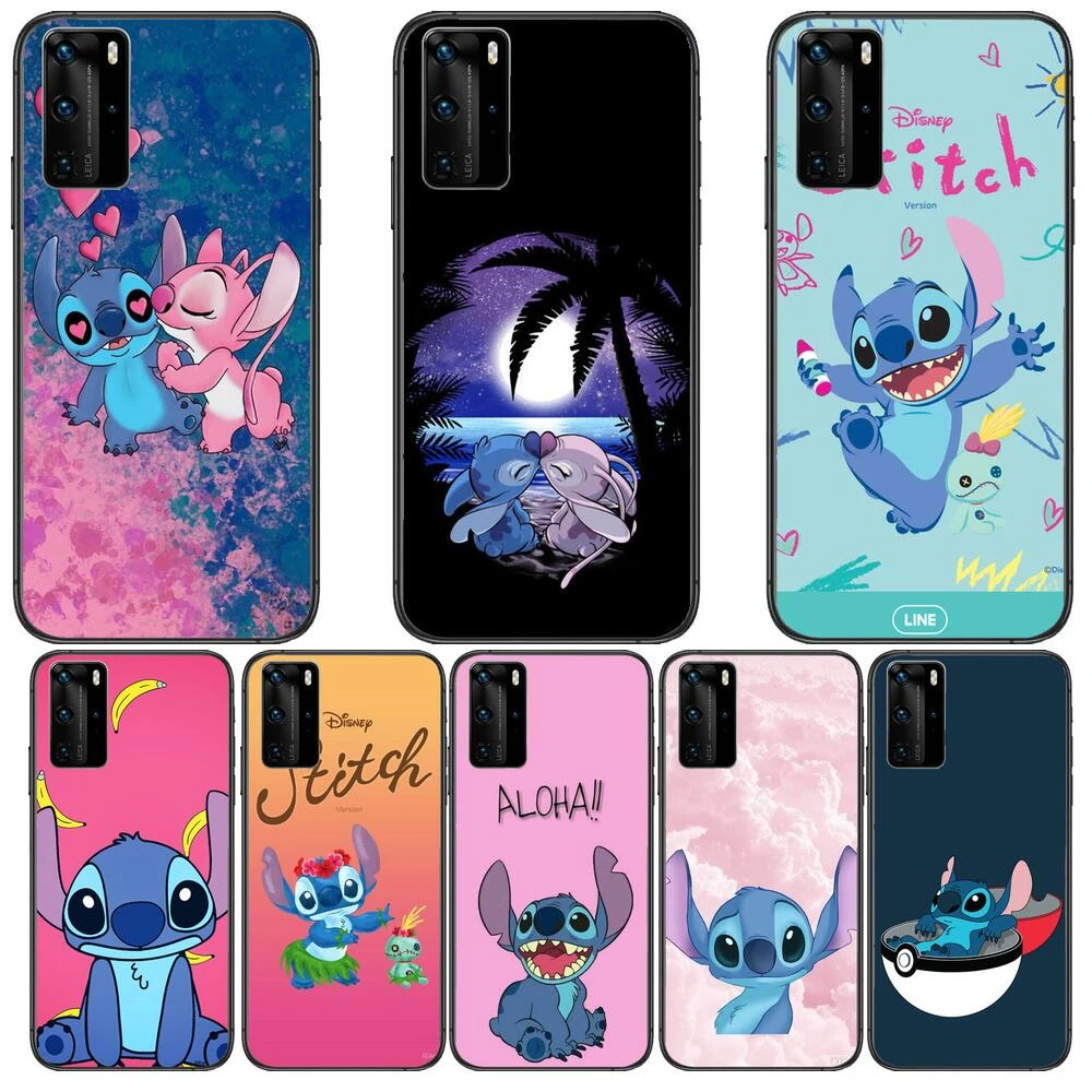 Lovely Stitch Phone Case For Huawei P40 p30 P20 10 9 8 Lite E Pro Plus Black Etui Coque Painting Hoesjes comic fas|Phone Case & Covers| - AliExpress