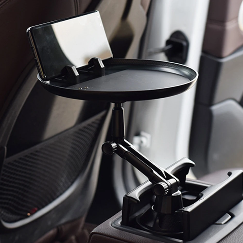 2 in 1 Car Mobile Phone Cup Holder Tray Auto Vehicle Rotary Food Table Bracket SUV Truck Interior Storage Replacement
