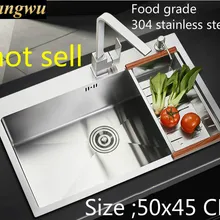 Общая пищевая 304 нержавеющая сталь кухонная раковина один слот толщиной 3 мм, прочный 50x45 см