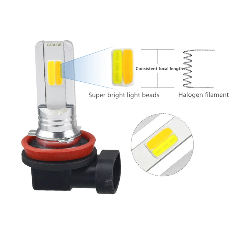2 шт. автомобиль H11 36led 30 Вт противотуманная COB фара 12-24V мигающий переключатель белый+ желтый дневные ходовые огни лампы поворот Парковка лампы