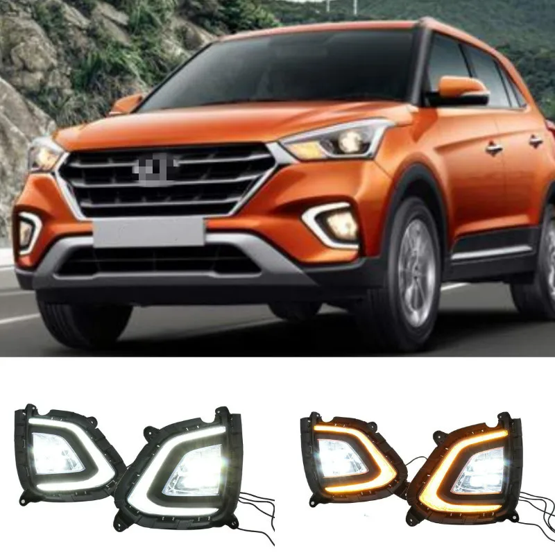 2 шт. для Hyundai Creta IX25 2017 2018 2019 2020 DRL светодиодный дневный ходовой светильник