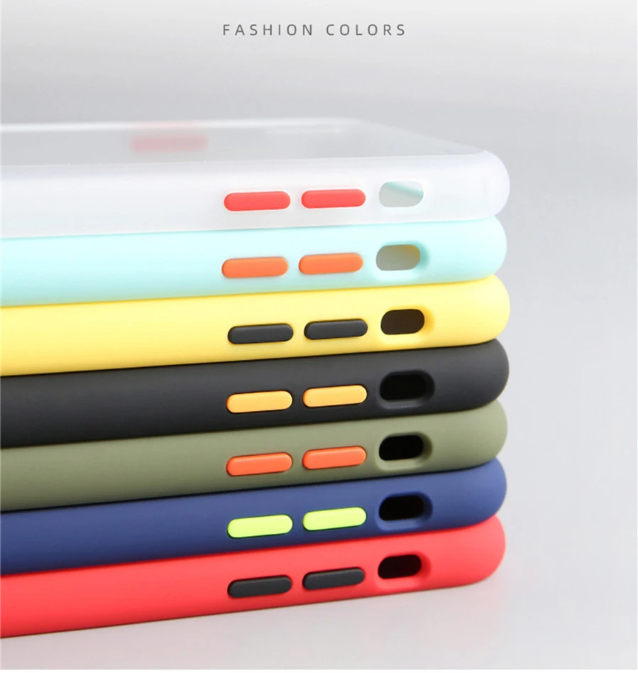 

Phone Case for iPhone 11 11 Pro Max Shockproof Transparent Hybrid Silicone + Matte Hard PC for iPhone 6 6S 7 8 Plus Back Cover