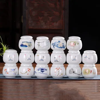 

16 Patterns Sealed Container Porcelain Tea Storage Box Food Package Painted Ceramic Tea Can Small Candy Jar Coffee Storage Tank