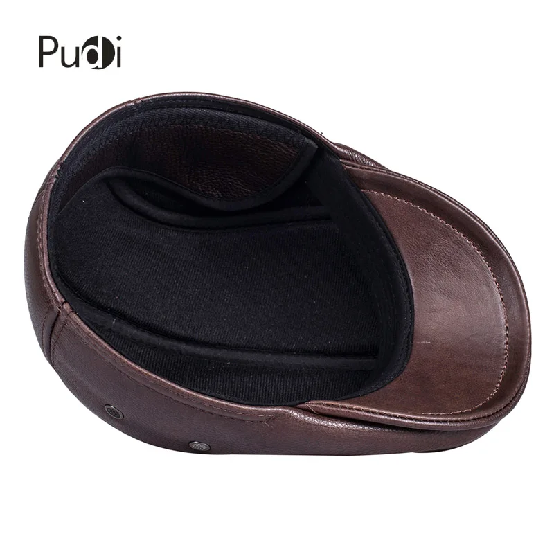 Buy HL042 Spring Men s Real Genuine cow Leather baseball Cap brand Newsboy Beret Hat winter warm caps hats men with ears ear flap