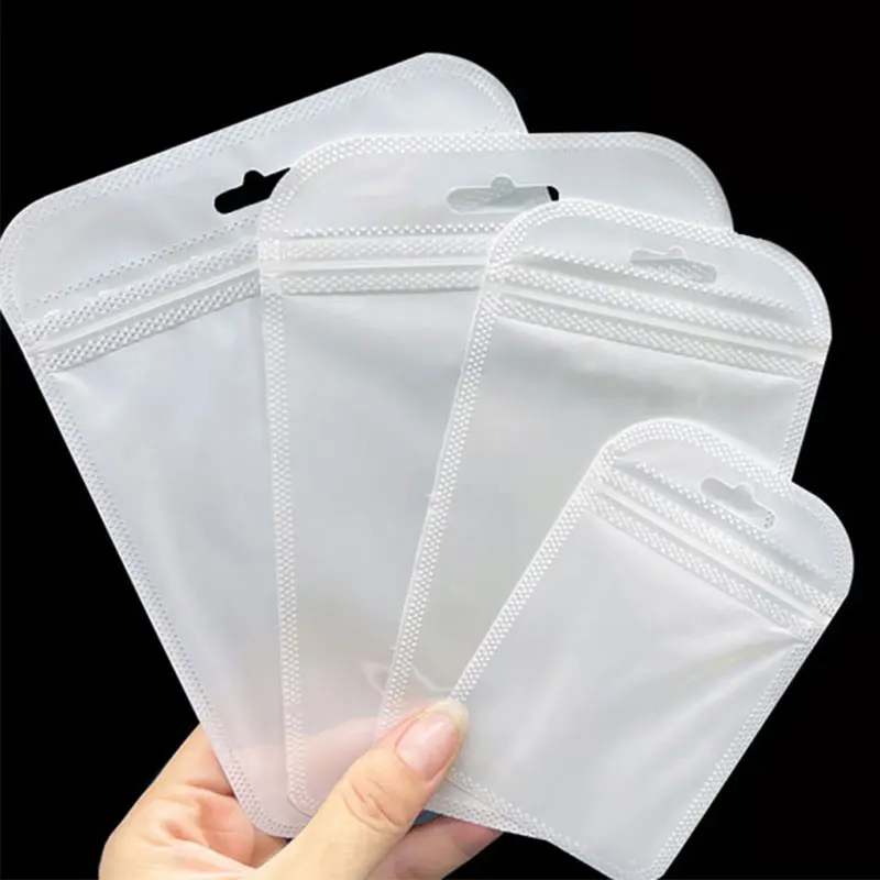 50pcs Thicken Self Sealing OPP Bags Transparent Plastic Storage Pouch with Hang Hole for Jewelry Retail Display Packaging 50pcs lot transparent laser fragment self adhesive bag plastic pouch for jewelry retail display packaging flash holographic bag