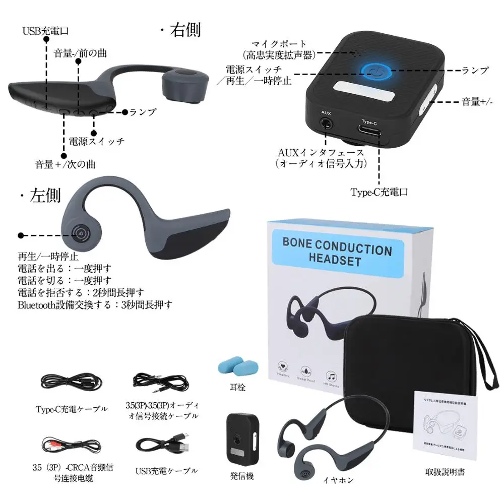 Bone Conduction Hearing Aids with Bluetooth Bone Wireless headphones hearing aids Portable Sports headset mini Amplifier hearing