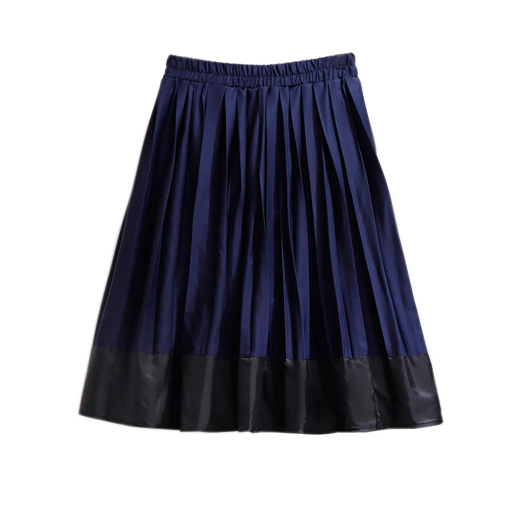 Осенняя Зимняя юбка размера плюс для женщин, большие повседневные свободные юбки с эластичной резинкой на талии, гофрированные длинные юбки синего цвета 4XL 5XL 6XL 7XL