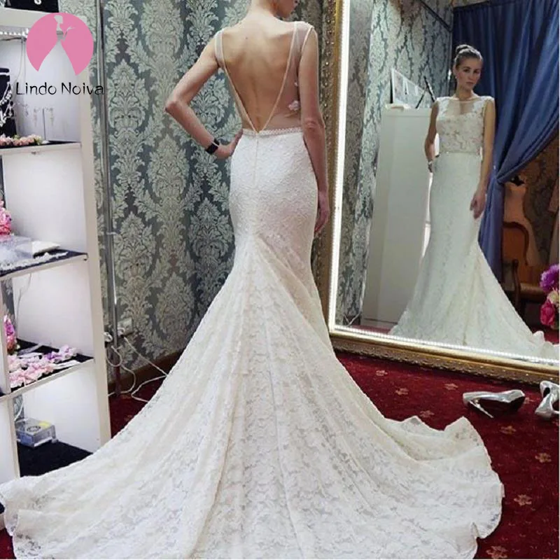 Vestido De Noiva/Винтажные Свадебные платья Русалочки с глубоким декольте, Boho, сексуальные пляжные свадебные платья с открытой спиной, Robe De Mariee