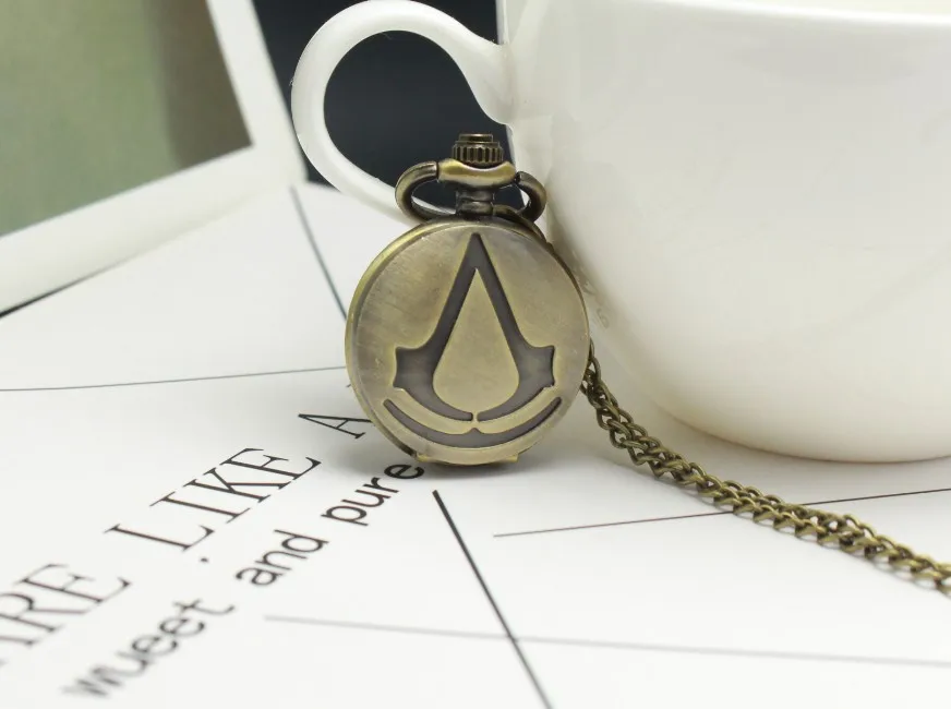 

Cartoon around Assassin's Creed pocket watch Bo Shi Ya retro pocket watch men retro Shi Ying pocket watch chain wholesale