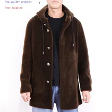 Пальто с натуральным мехом, мужская куртка с капюшоном на осень и зиму, шерсть, меховые пальто и куртки Kurtki Zimowe Meskie AAA19010703