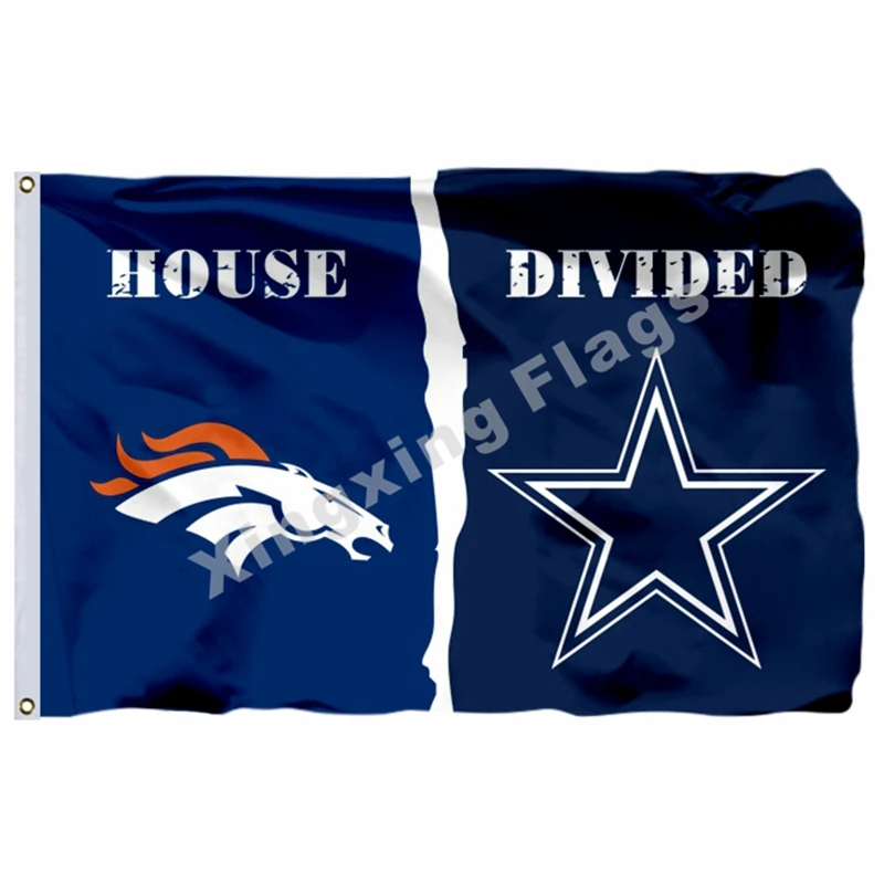 Denver Broncos Dallas Cowboys дом разделенный флаг 3ft X 5ft полиэстер баннер Размер № 4 90X150 см пользовательский флаг