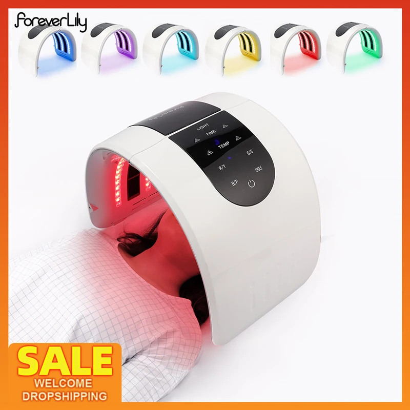 Face LED Mask Photodynamic Therapy Heating Treatment Beauty Machine Facial Whiten Skin Lifting Rejuvenation Anti Aging SPA Tool