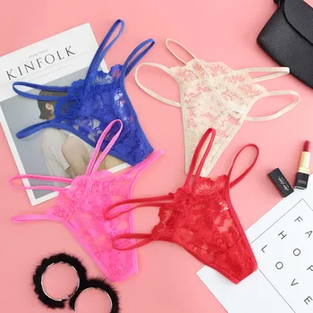 

2020 New Lace Ladies Panties Bow Hollow Out G-String Transparent Jacquard Sexy Underwear Slim Seamless Low Waist Thongs
