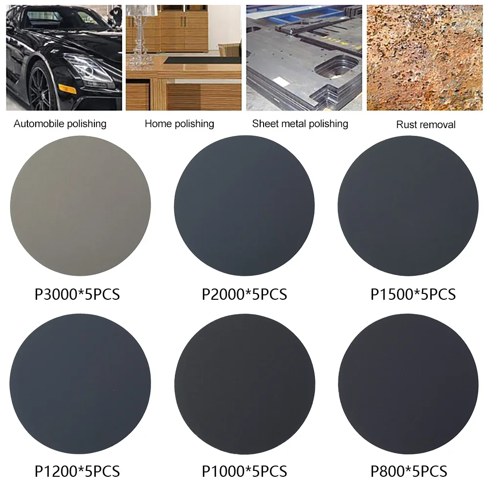 5 Inch 8 Hole Sanding Discs 125 Mm Round Sander Pads 40-320 Grit Wood Metal Disc Water Flocking Polishing Sandpaper Power Tools